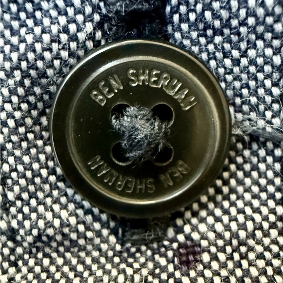 🇬🇧 Ben Sherman Mod Fit Button-Down Shirt Navy Blazer Polka Dot 100% Cotton XL 🇬🇧 - Picture 8 of 14